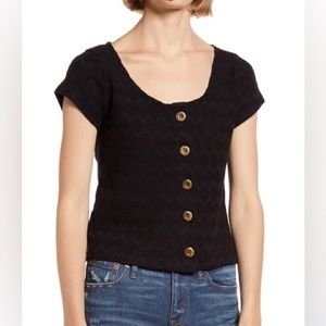 Madewell Knit Pointelle Button-Front Scoop Tee